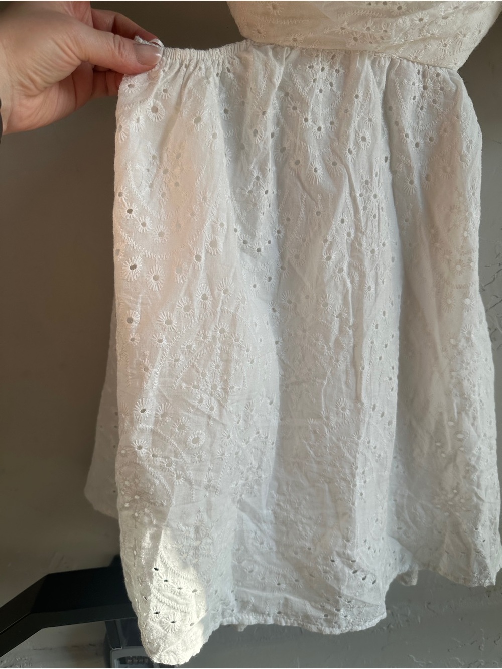 Hello Molly White Eyelet Puff Sleeve Open Back Mini Dress Cottagecore Coquette - Picture 5 of 13